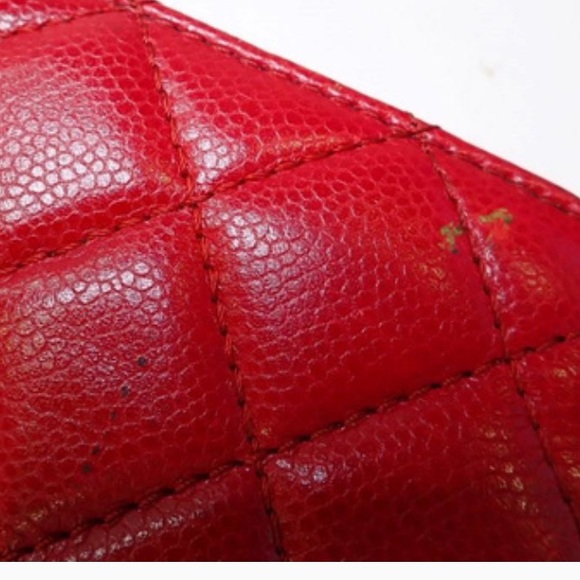 Authentic Chanel Timeless Caviar Quilted CC Large Dark Red Clutch Handbag - Picture 9 of 14